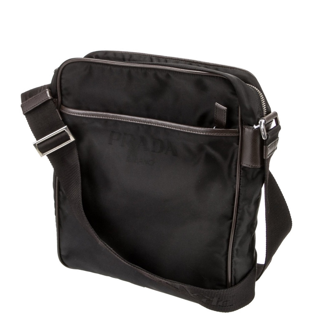 Men’s Prada Nylon Logo Jacquard Messenger Bag Crossbody
